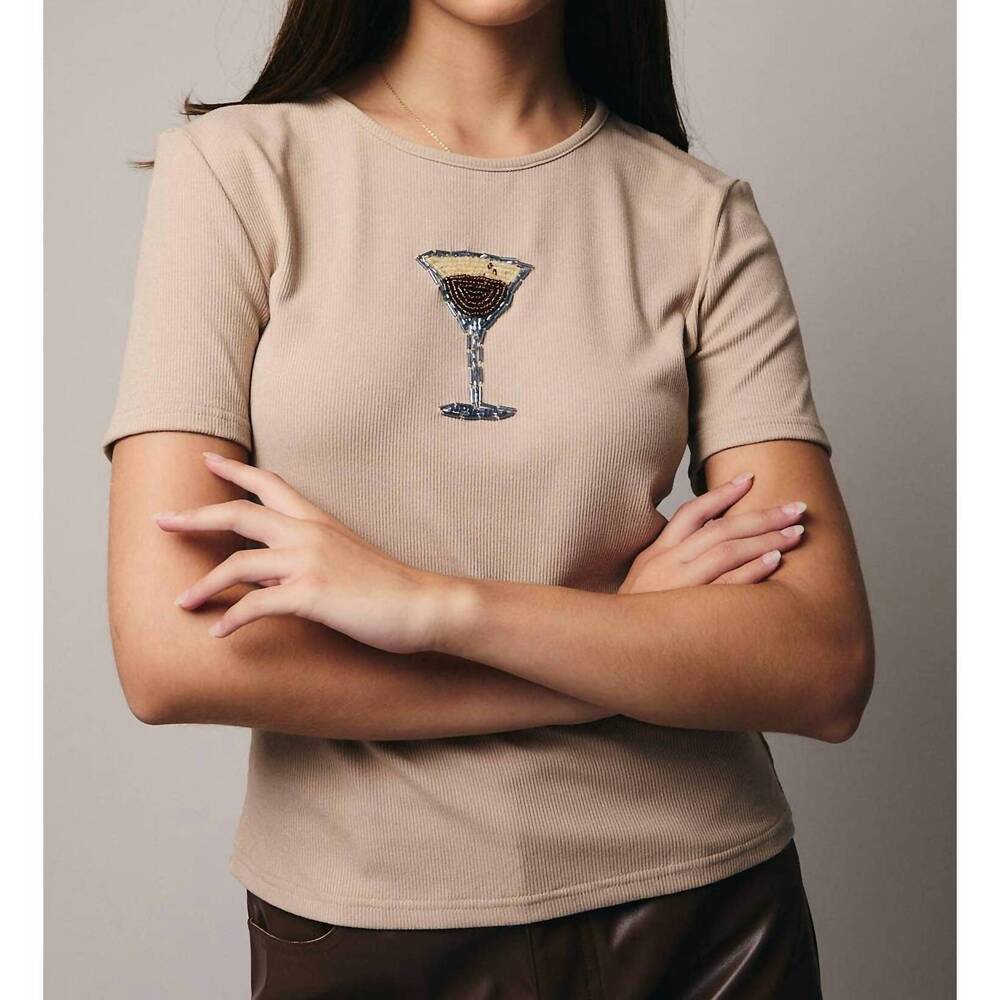 NEW SUNDAY EDITION espresso beaded top in brown